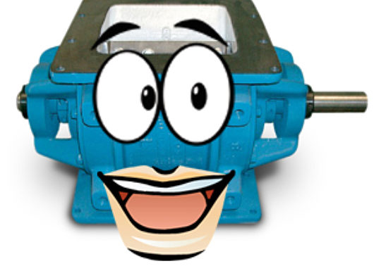 rotary airlock valve with cartoon eyes and smile