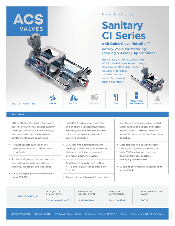 ACS spec sanitary ci qc rr AV032 R0