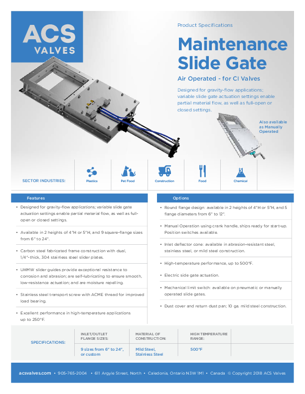 Spec Sheet Slidegates Ci Air